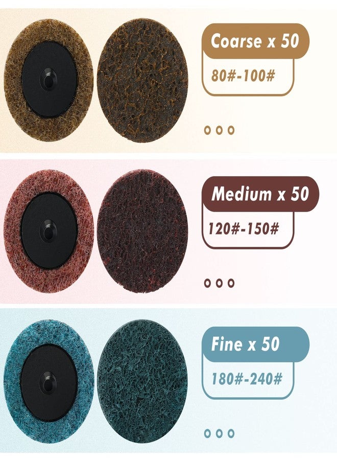ماكاري أقراص صنفرة ماكاري لتكييف الأسطح مقاس 2 بوصة، 150 قطعة، وسادات صنفرة سريعة التغيير، ناعمة ومتوسطة الخشونة، ملحقات مطحنة القالب لطحن الأسطح، تلميع الحواف، لمسة نهائية من أكسيد الألومنيوم - Image 3
