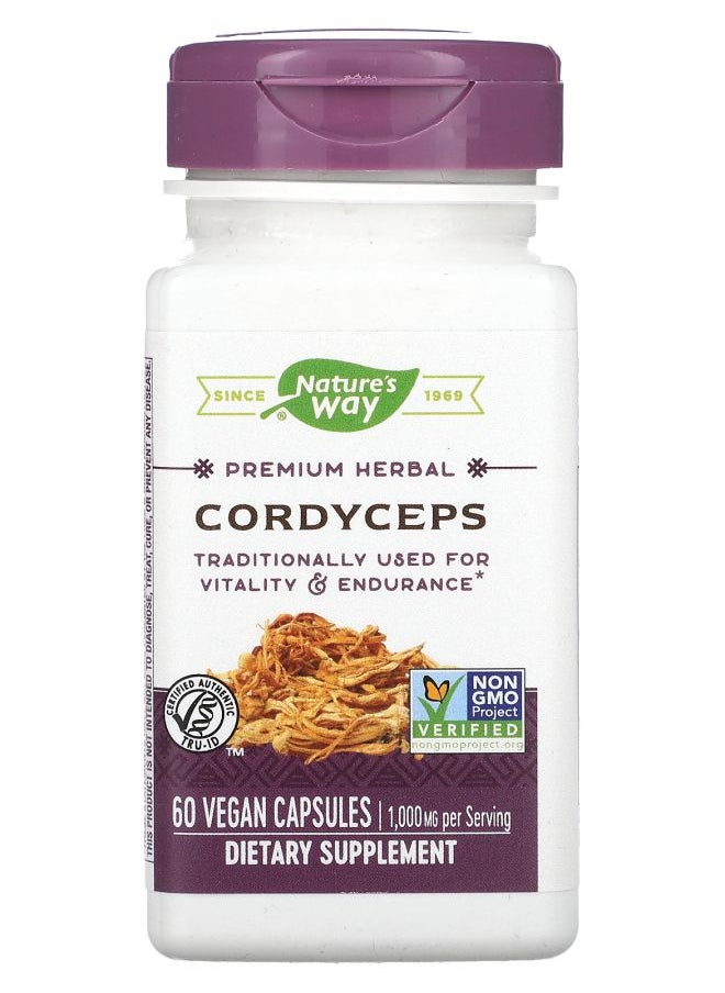 Nature's Cordyceps 1000 mg 60 Vegan Capsules (500 mg per Capsule) 