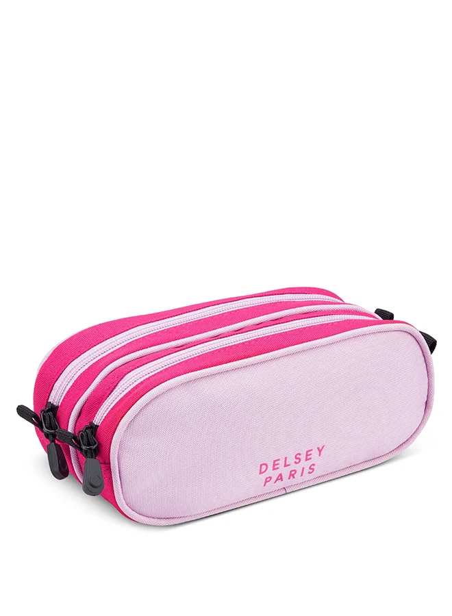 ديلسي _باريس حافظة أقلام مدرسية 2025 بلون وردي بفتحتين