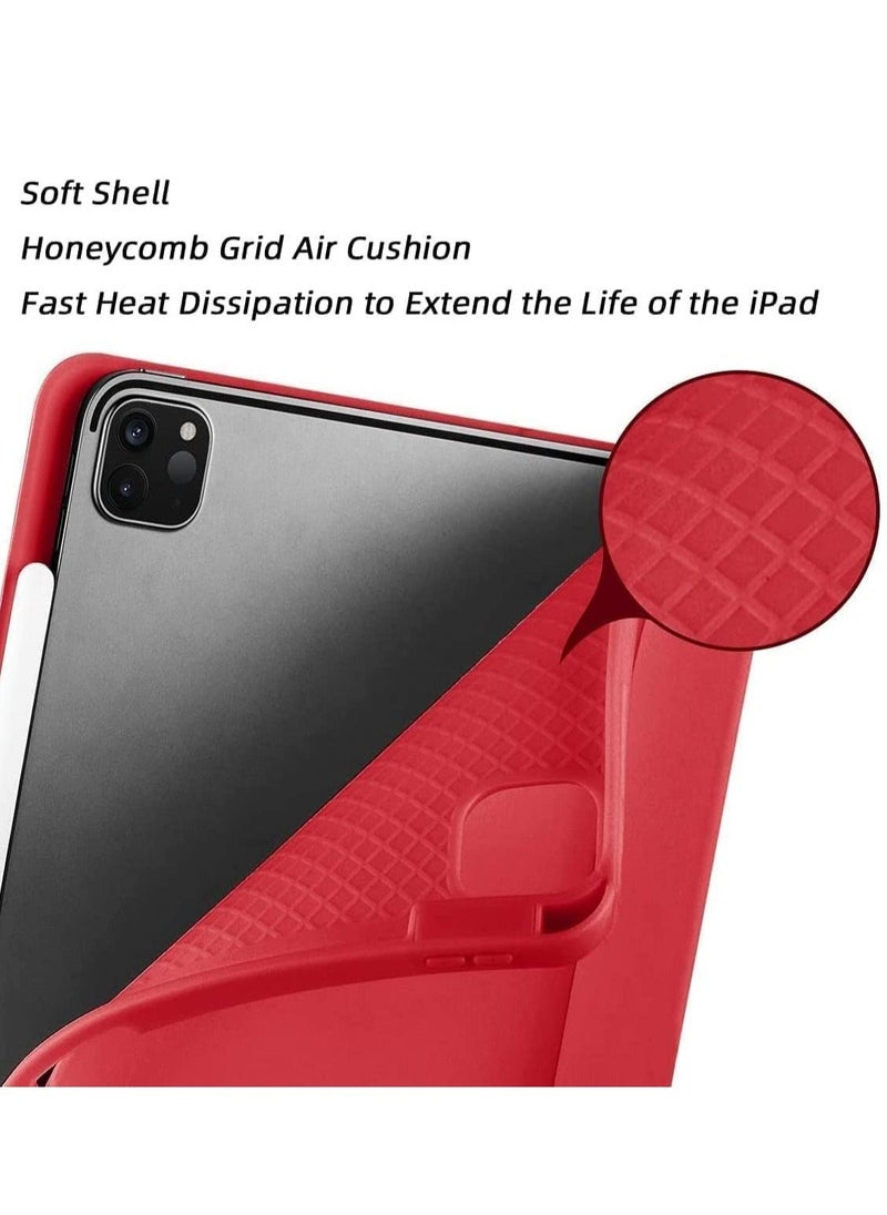 Case for iPad Pro 11 Inch 2021(3rd Gen)/2020(2nd Gen) with Pencil Holder [Support iPad 2nd Pencil Charging/Pair] Slim Trifold Stand, Smart Protective Case Cover (Red) - Image 3