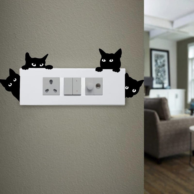 300Sparkles Switch Board Freeze Sticker 9 Pcs Unique Cat Design Best for Home Freeze Cafe Kids Room Indoor Outdoor Black - Image 4