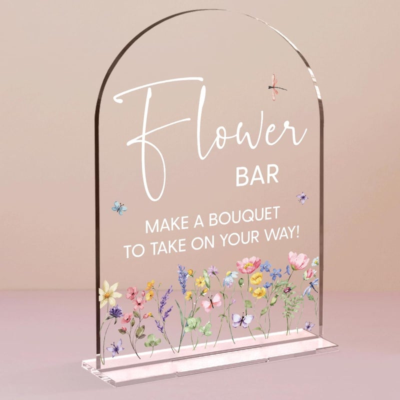 GHJTYRC Flower Bar Sign Wedding Decor Clear Acrylic Table Sign for Marriage Parties Anniversaries Reception Cafe Hotel Party Bar Business Event - Image 1