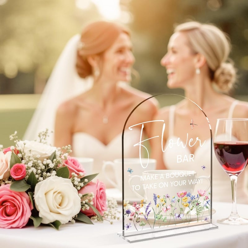 GHJTYRC Flower Bar Sign Wedding Decor Clear Acrylic Table Sign for Marriage Parties Anniversaries Reception Cafe Hotel Party Bar Business Event - Image 5