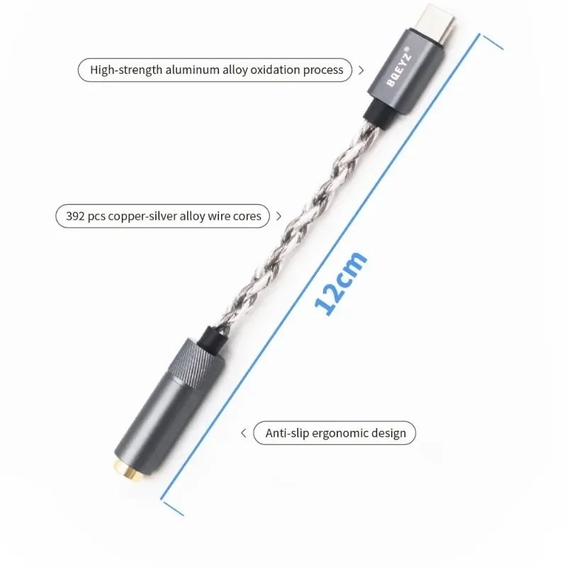 كي زد سماعة سلكية bqeyz lin HiFi Headphone Adapter Earphone Amp DAC Type C To 3.5/4.4mm 32bit 384KHz CX31993 Dongle, Type C to 4.4 mm - Image 3