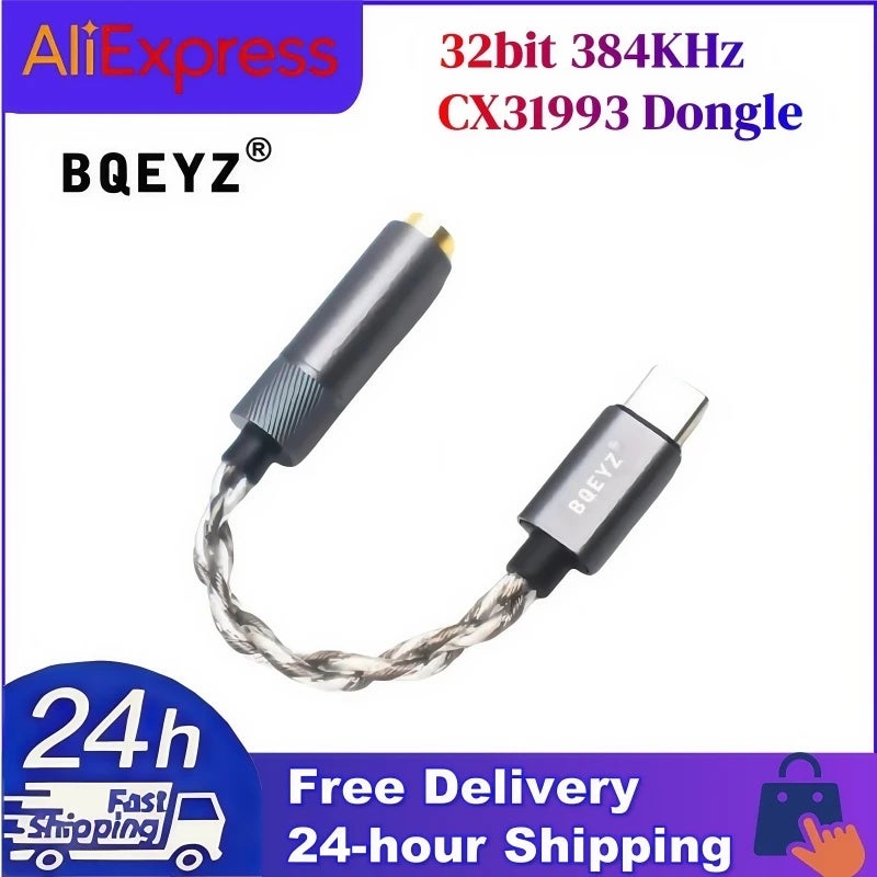 كي زد سماعة سلكية bqeyz lin HiFi Headphone Adapter Earphone Amp DAC Type C To 3.5/4.4mm 32bit 384KHz CX31993 Dongle, Type C to 4.4 mm - Image 2