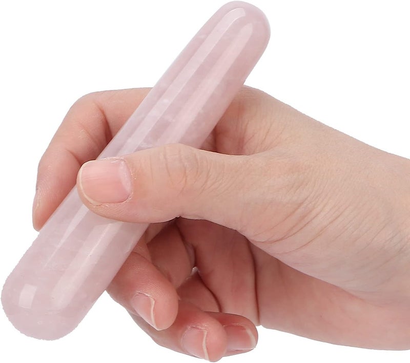 Junlucki Massage Stick, Compact and Portable Jade Stone Massage Wand Rose Quartz for Back/Hands/Feet/Neck/Shoulder - Image 4