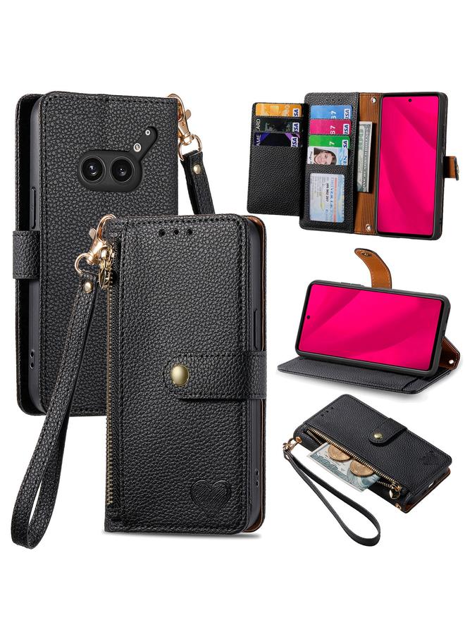 S-TOP Case For Nothing Phone 2a Plus Love Zipper Lanyard Leather Phone Case - Image 1