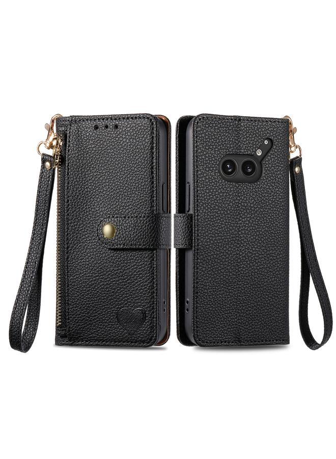 S-TOP Case For Nothing Phone 2a Plus Love Zipper Lanyard Leather Phone Case - Image 2