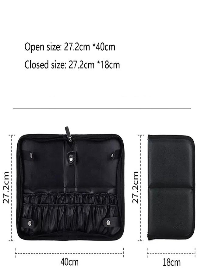 COSHINE Waterproof PU Black Professional Makeup Brush Organizer Bag, 14-HOLE Cosmetic Brushes Stand-Up Design for Organized Storage (Brushes Not Included) - Image 5