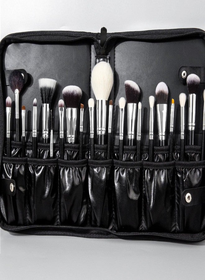 COSHINE Waterproof PU Black Professional Makeup Brush Organizer Bag, 14-HOLE Cosmetic Brushes Stand-Up Design for Organized Storage (Brushes Not Included) - Image 3