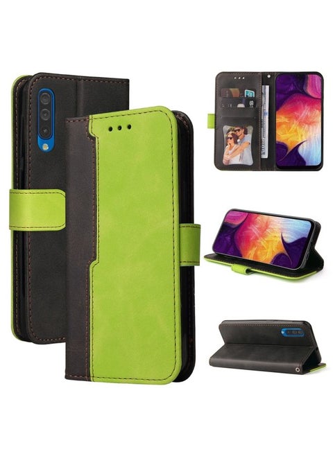 Case Cover For Samsung Galaxy A50 / A30s / A50s Business Stitching-Color Horizontal Flip PU Leather Case with Holder & Card Slots & Photo Frame Green
