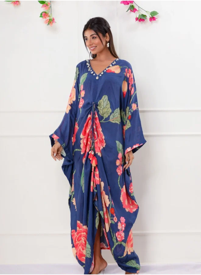 #Be Floral Printed V-Neck Kaftan