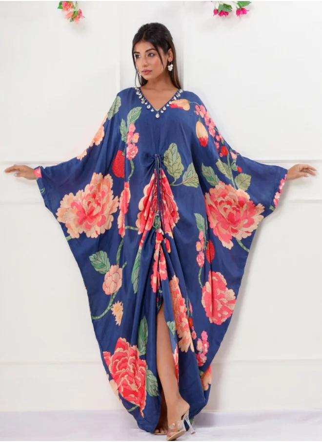 #Be Floral Printed V-Neck Kaftan