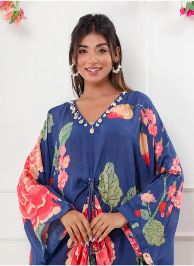 #Be Floral Printed V-Neck Kaftan