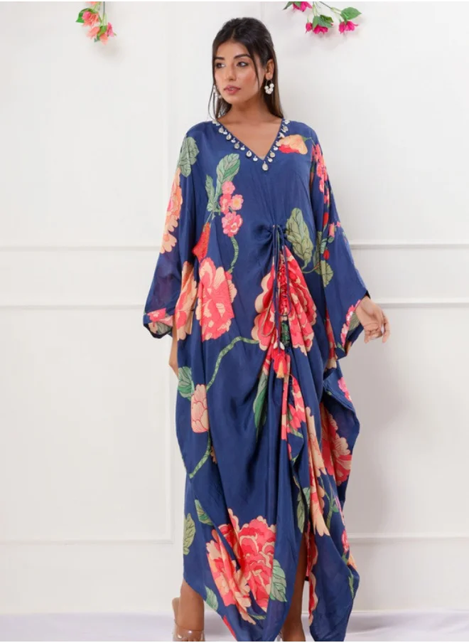 #Be Floral Printed V-Neck Kaftan