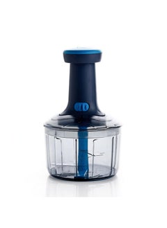 GANESH Manual Hand Press Bingo Push Chopper with 3 Blades for Effortless Chopping Vegetables & Fruits (Assorted, 725 ml, Plastic)