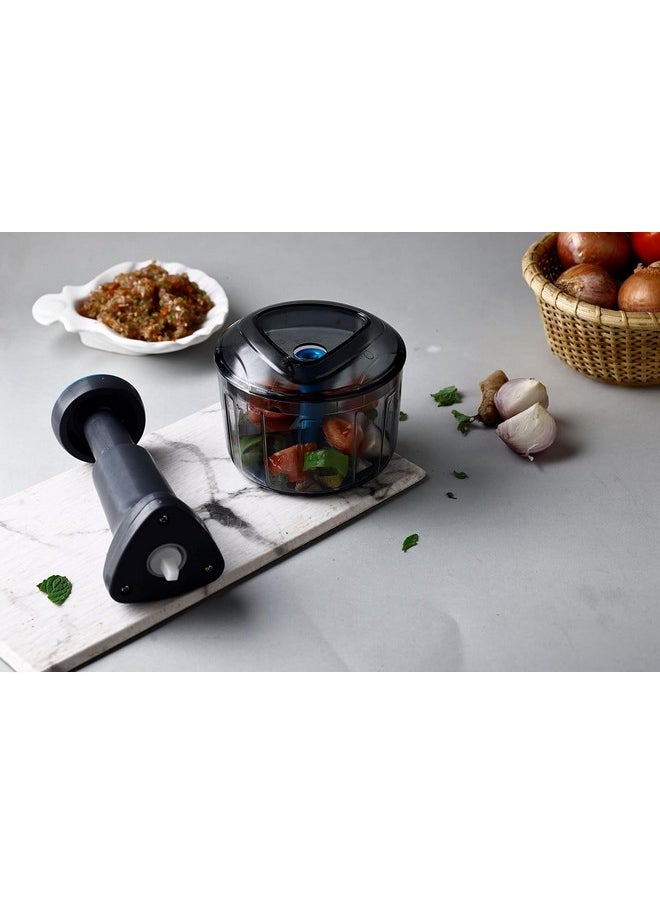 GANESH - GANESH Manual Hand Press Bingo Push Chopper with 3 Blades for Effortless Chopping Vegetables & Fruits (Assorted, 725 ml, Plastic) - Image 1