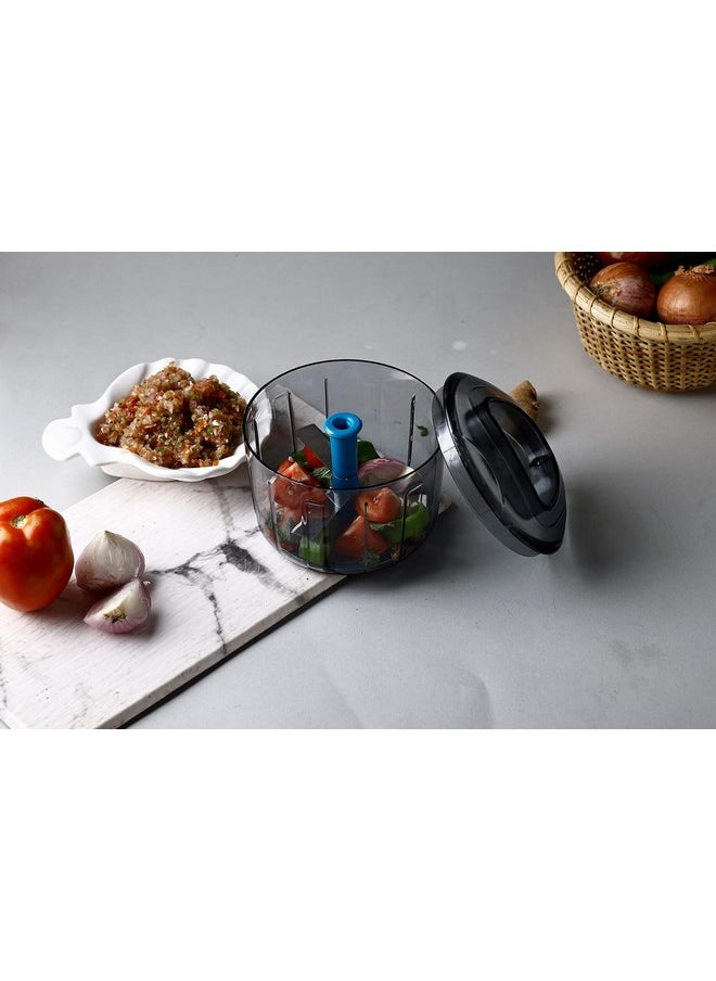 GANESH - GANESH Manual Hand Press Bingo Push Chopper with 3 Blades for Effortless Chopping Vegetables & Fruits (Assorted, 725 ml, Plastic) - Image 1
