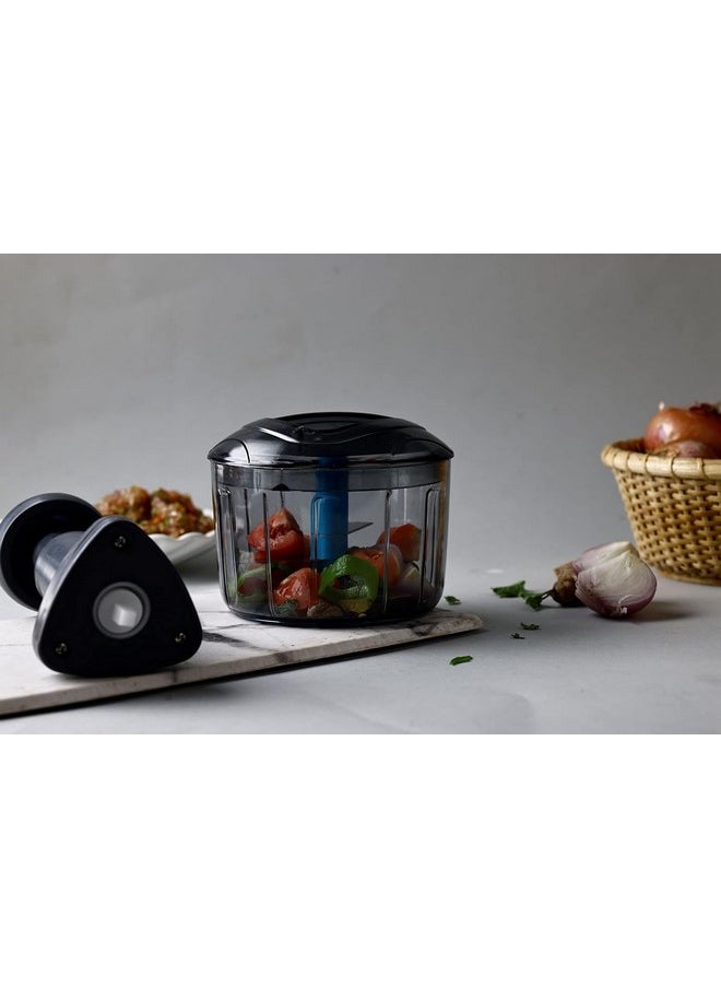 GANESH - GANESH Manual Hand Press Bingo Push Chopper with 3 Blades for Effortless Chopping Vegetables & Fruits (Assorted, 725 ml, Plastic) - Image 1