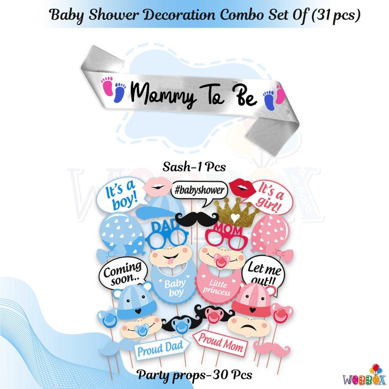 Wobbox Baby Shower Decoration Items| Baby Shower Photo Booth Props for Photoshoot, Mom to Be Satin Sash Daddy to Be Decoration, Godh Bharai Decoration Kit-(FP4866) - Image 2