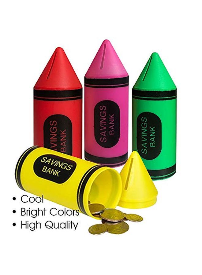 ArtCreativity حصالة عملات على شكل قلم تلوين للأطفال مجموعة من 12 حصالة ممتعة لتوفير المال بألوان زاهية 4 ألوان حيوية هدايا حفلات عيد الميلاد الأفضل لحقائب الهدايا للأولاد والبنات 6 بوصات - Image 4