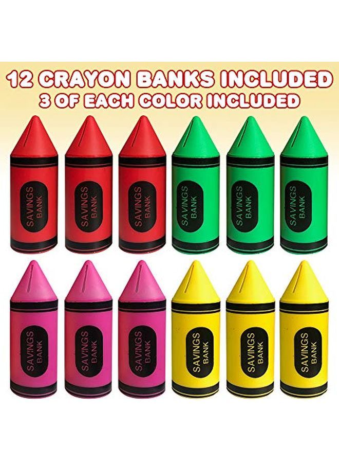 ArtCreativity حصالة عملات على شكل قلم تلوين للأطفال مجموعة من 12 حصالة ممتعة لتوفير المال بألوان زاهية 4 ألوان حيوية هدايا حفلات عيد الميلاد الأفضل لحقائب الهدايا للأولاد والبنات 6 بوصات - Image 2