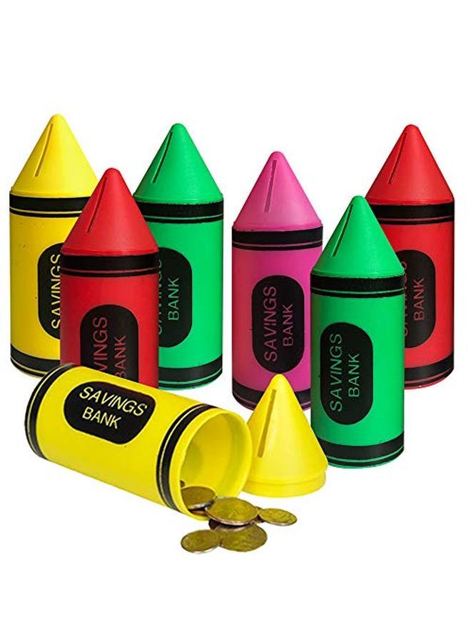 ArtCreativity حصالة عملات على شكل قلم تلوين للأطفال مجموعة من 12 حصالة ممتعة لتوفير المال بألوان زاهية 4 ألوان حيوية هدايا حفلات عيد الميلاد الأفضل لحقائب الهدايا للأولاد والبنات 6 بوصات - Image 1