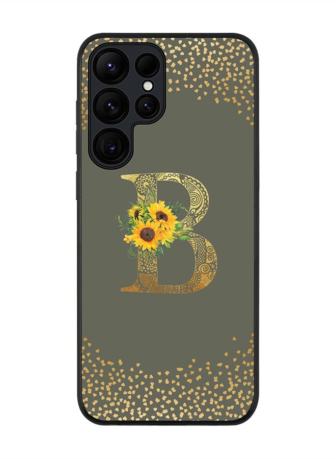 Stylizedd For Samsung Galaxy S25 Ultra 5G Case,Slim fit Camera Protection, Shockproof Thin Phone cover  - Custom Floral Monogram - B  (Olive Green ) - Image 1