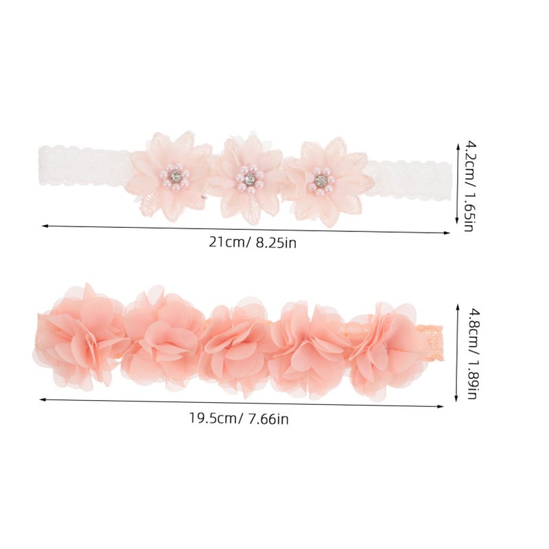 Soft Elastic Flower Hair Bands For Newborns 3 Pack Stretchable Lightweight Princess Hair Accessories - Image 3