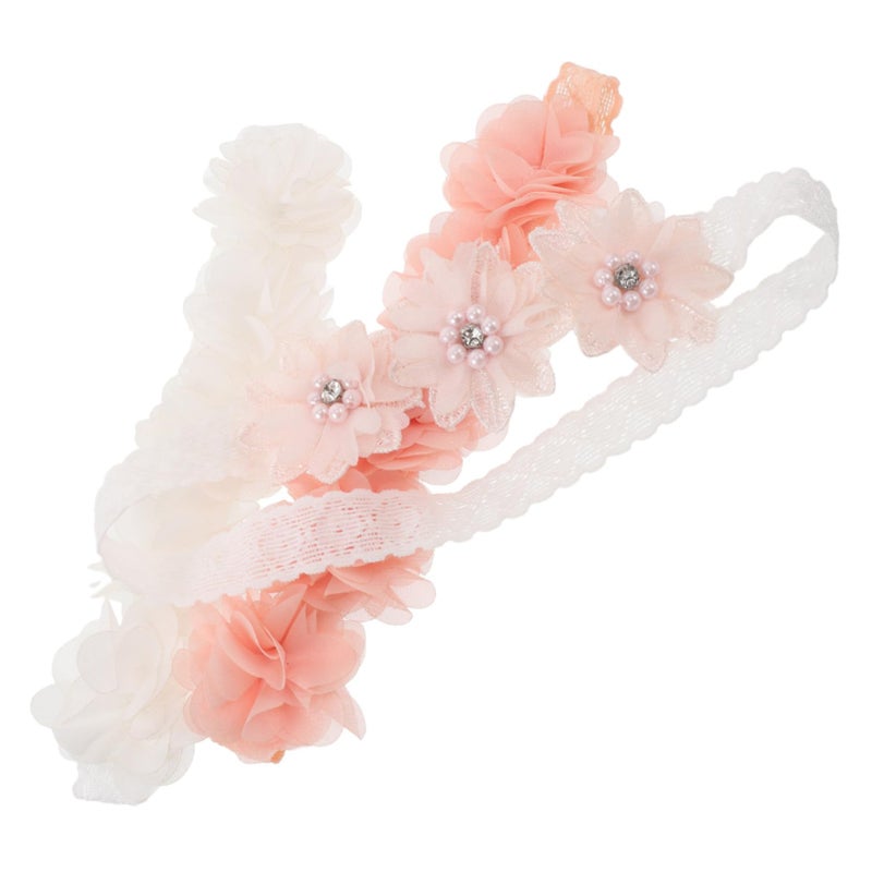 Soft Elastic Flower Hair Bands For Newborns 3 Pack Stretchable Lightweight Princess Hair Accessories - Image 2