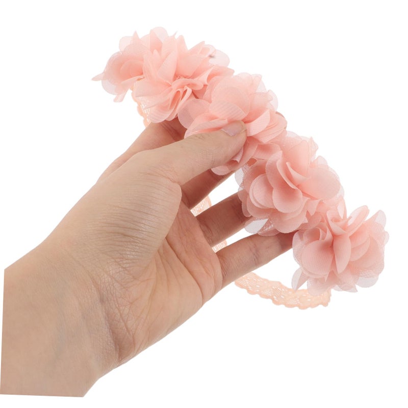 Soft Elastic Flower Hair Bands For Newborns 3 Pack Stretchable Lightweight Princess Hair Accessories - Image 5