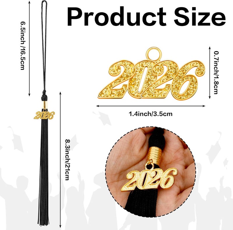RHOttbiy 2026 Graduation Tassel, 2026 Tassel Graduation, 2026 Tassels for Graduations Cap with 2026 Year Gold Charms for Graduate Cap,Black Graduations Tassels for Class of 2026 Graduate Ceremonies Accessories - Image 3