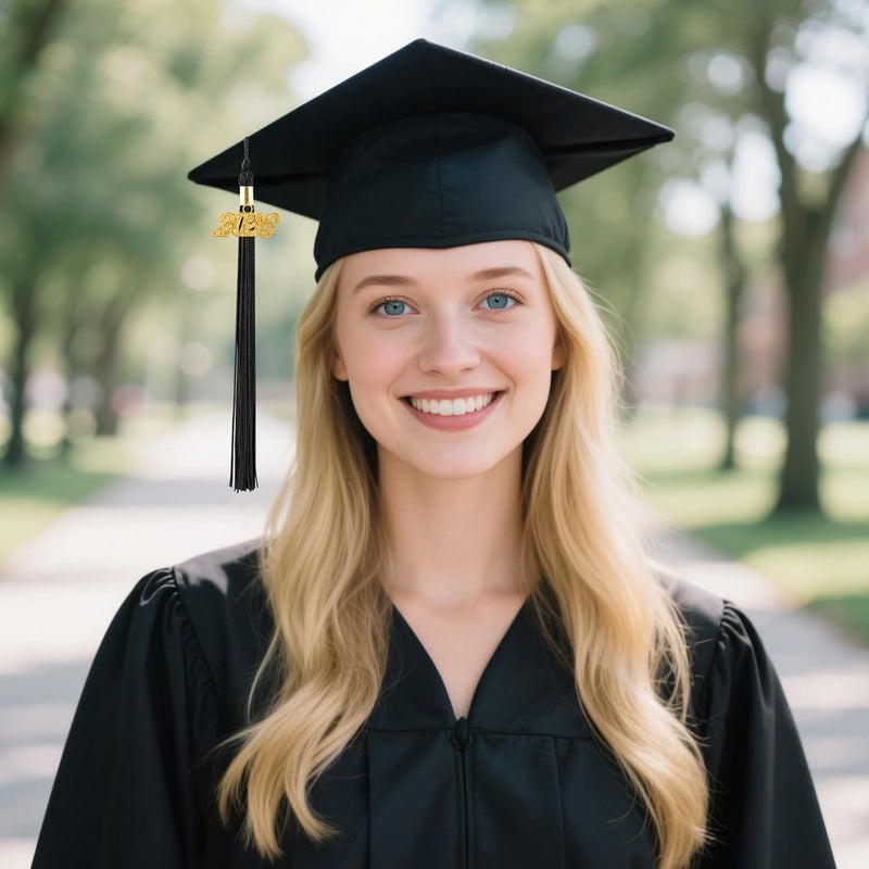 RHOttbiy 2026 Graduation Tassel, 2026 Tassel Graduation, 2026 Tassels for Graduations Cap with 2026 Year Gold Charms for Graduate Cap,Black Graduations Tassels for Class of 2026 Graduate Ceremonies Accessories - Image 2