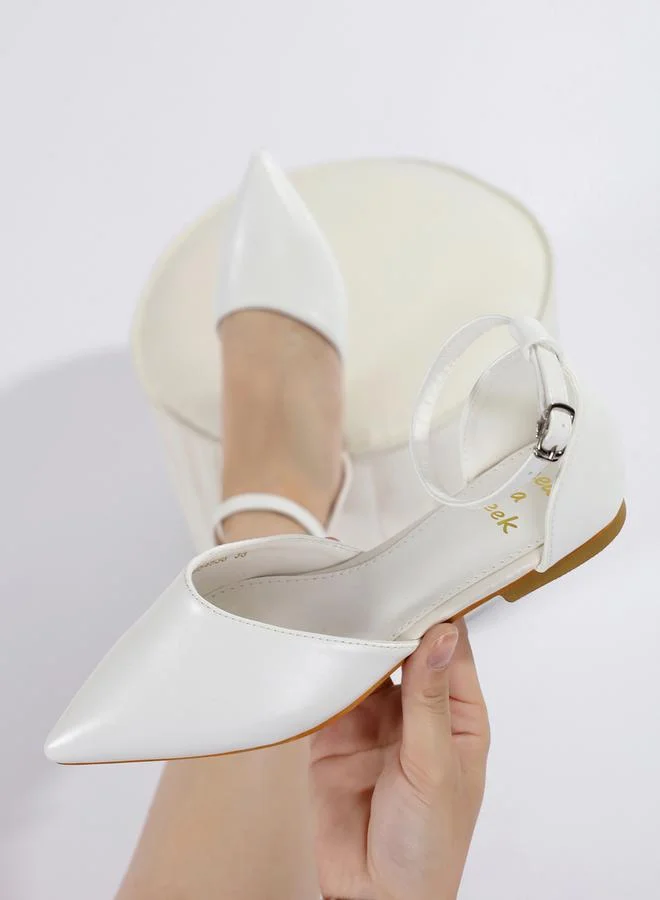 Sneak-a-Peek Solid Ankle Strap Pointed Toe Shoes by Styli