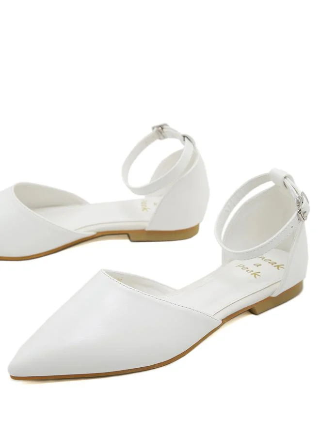 Sneak-a-Peek Solid Ankle Strap Pointed Toe Shoes by Styli
