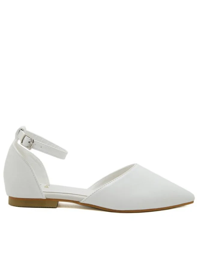 Sneak-a-Peek Solid Ankle Strap Pointed Toe Shoes by Styli