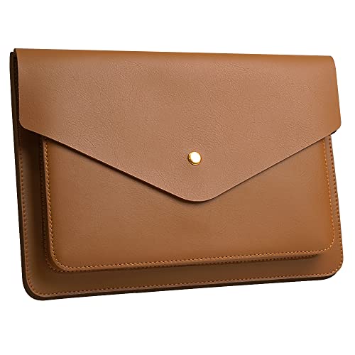 Benfan Leather Laptop Sleeve 15Inch 16 Inch Compatible with New MacBook Pro 16 New MacBook Pro 15 Surface Book 15 Dell XPS 15 Color Brown - Image 1
