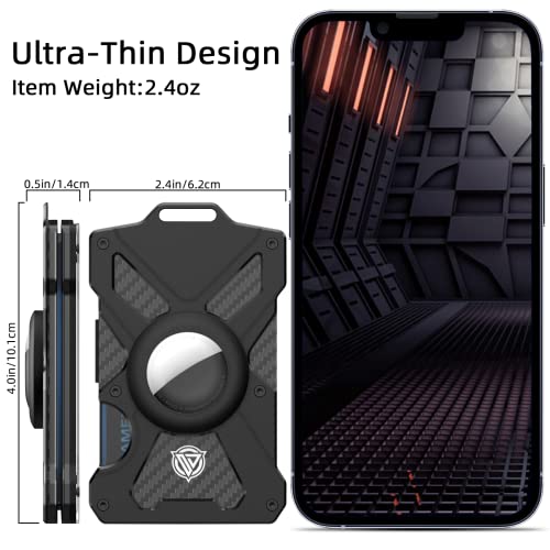 Oaridey Airtag Wallet(No Airtag) with Clear ID Card Holder, Slim Wallet with Airtag Holder, Minimalist Wallet for Men, Carbon Fiber Wallet, RFID Blocking, Ultra-Thin Tactical Wallet- Black - Image 4