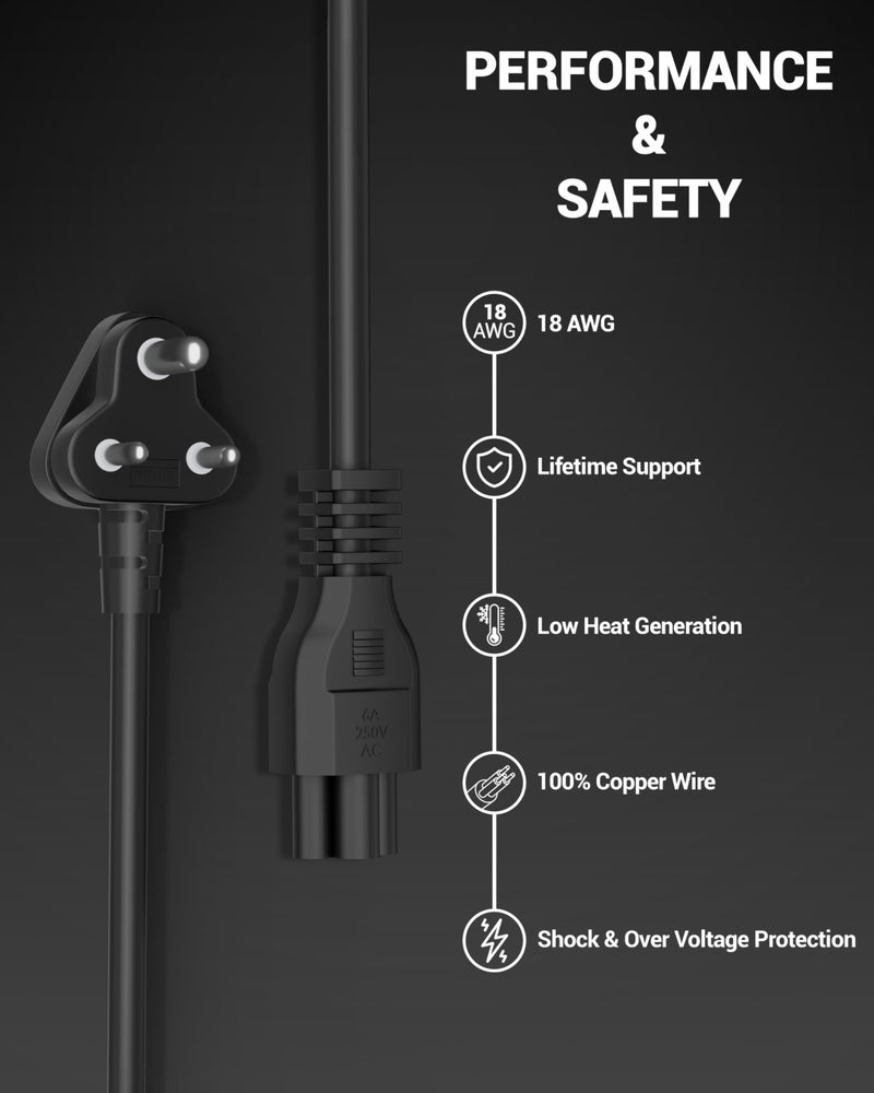 FEDUS 1M 3 Pin AC Laptop Power Cord Cable Notebook Computer Replacement Charger Wire 18AWG Laptop Adapter Power Cable Charger Power Cord with Universal Mickey Mouse Connector - Image 4