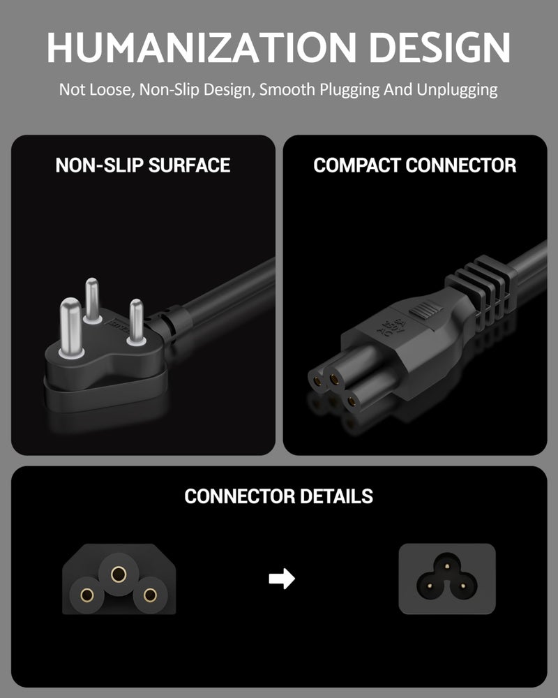 FEDUS 1M 3 Pin AC Laptop Power Cord Cable Notebook Computer Replacement Charger Wire 18AWG Laptop Adapter Power Cable Charger Power Cord with Universal Mickey Mouse Connector - Image 3