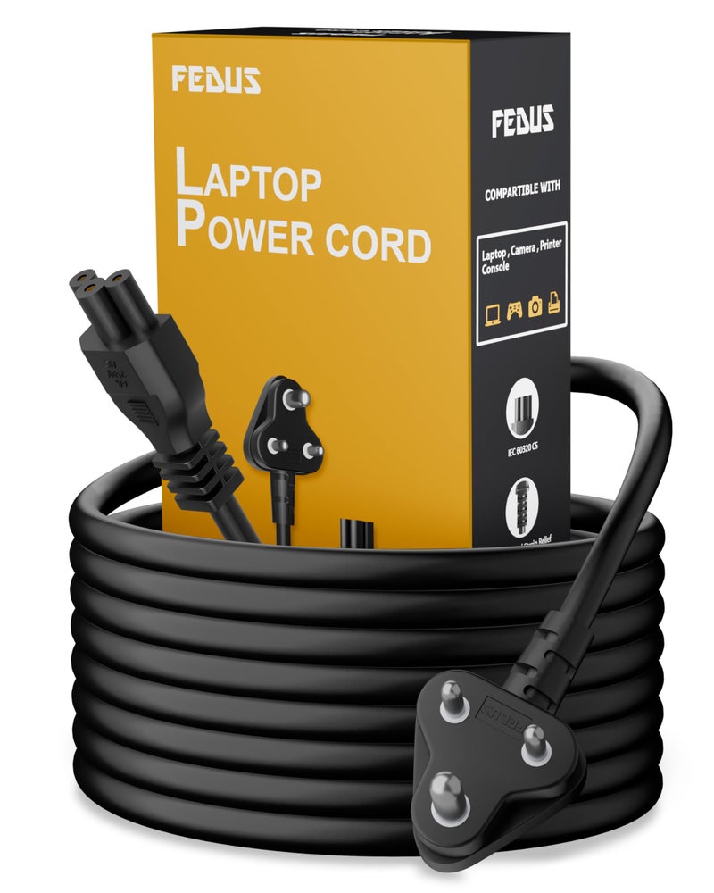 FEDUS 1M 3 Pin AC Laptop Power Cord Cable Notebook Computer Replacement Charger Wire 18AWG Laptop Adapter Power Cable Charger Power Cord with Universal Mickey Mouse Connector - Image 1