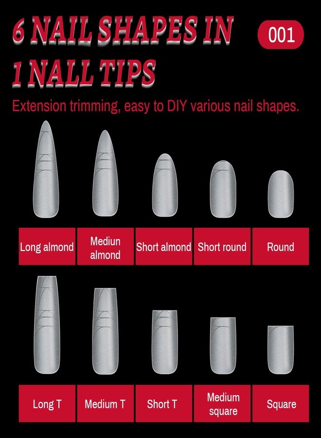 U-Shinein Guiding Line Nail Tips Seamless Precise Positioning Acrylic Extension Scale Line Long Coffin Stiletto Almond Square Soft Gel Tips Full Matte Salon Artificial Nails 240PCS 12 Sizes 01 - Image 3