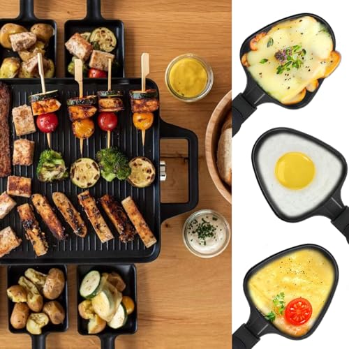 Kosmosta HONNE Non-Stick Coated Mini Grill Pan Cheese Melting Accessories for Raclettes Replacement/Additional Raclette Dishes Mini Grill Pan(4pcs) - Image 2