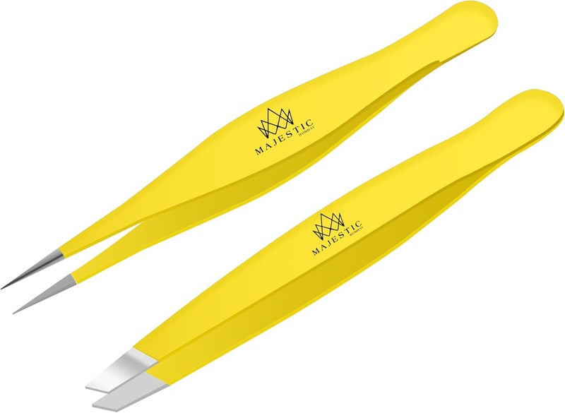 Majestic Bombay Fine Point Slant Tweezers for Women and Men Splinter Ticks Facial Brow and Ingrown Hair RemovalSharp Needle Nose Surgical Tweezers Precision best tweezers for chin hair - Image 1