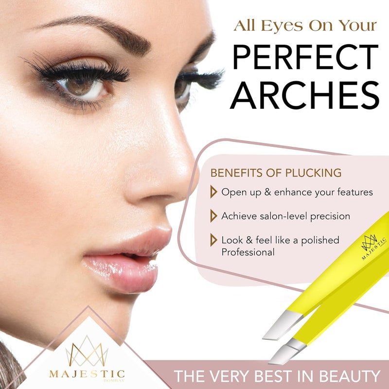 Majestic Bombay Fine Point Slant Tweezers for Women and Men Splinter Ticks Facial Brow and Ingrown Hair RemovalSharp Needle Nose Surgical Tweezers Precision best tweezers for chin hair - Image 2