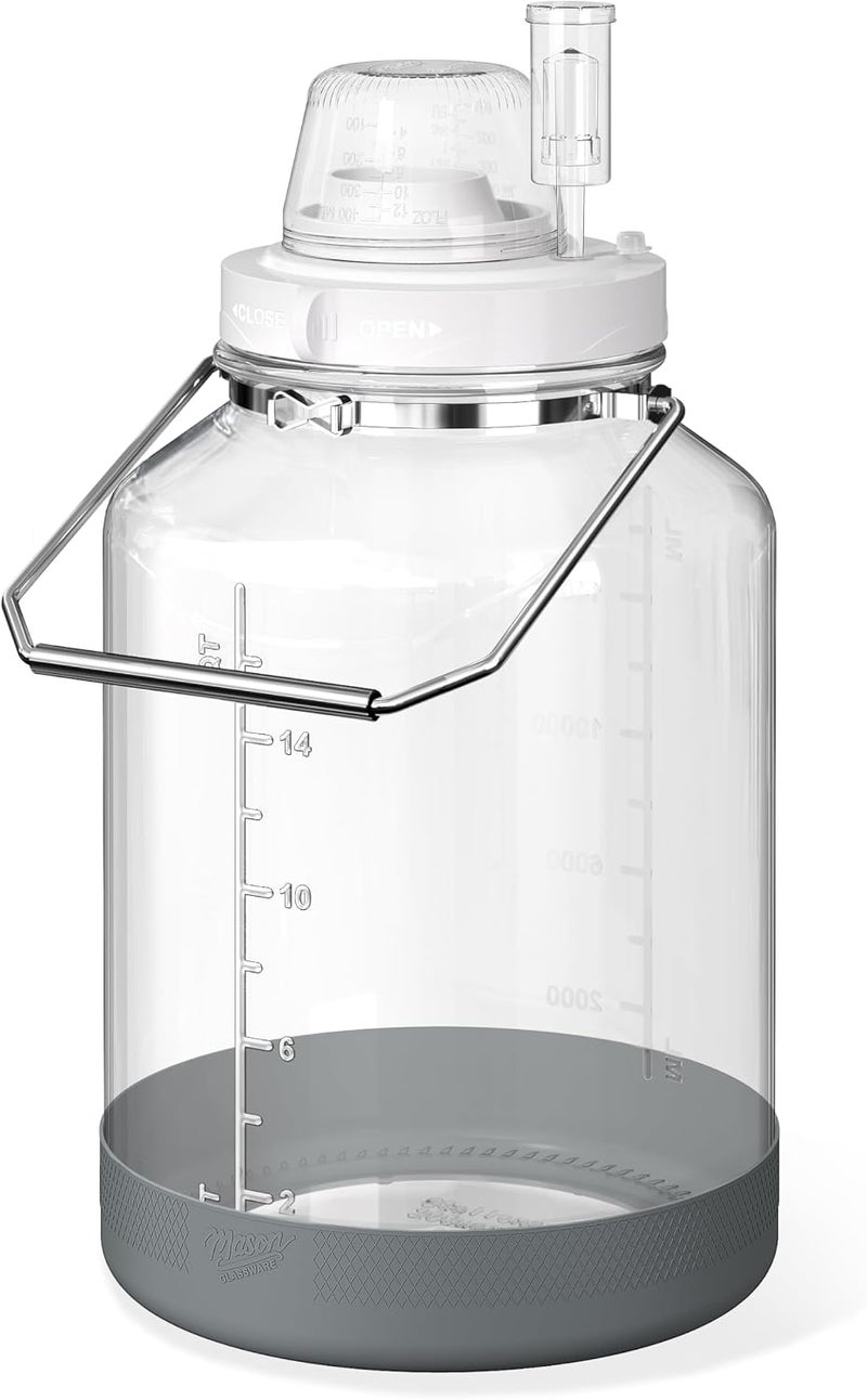 Daitouge 5 Gallon Glass Large Fermentation Jars, Wide Mouth Mason Jar for Mead Making, Brewing, Glass Water Jug with Stainless Handles, Leak-proof Pickle Jars Kimchi Container - Image 1