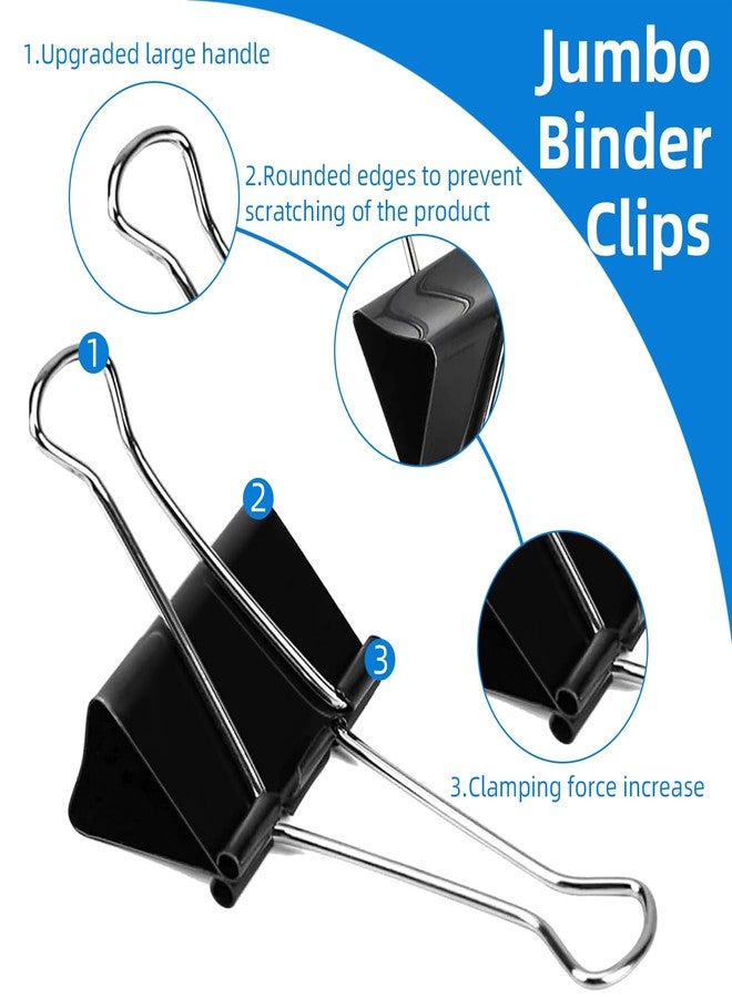 Nomatox Jumbo Binder Clips 3 inch,75mm Width,6 Pack Extra Large Binder Clips for Office,School and Home Organization,Black - Image 2