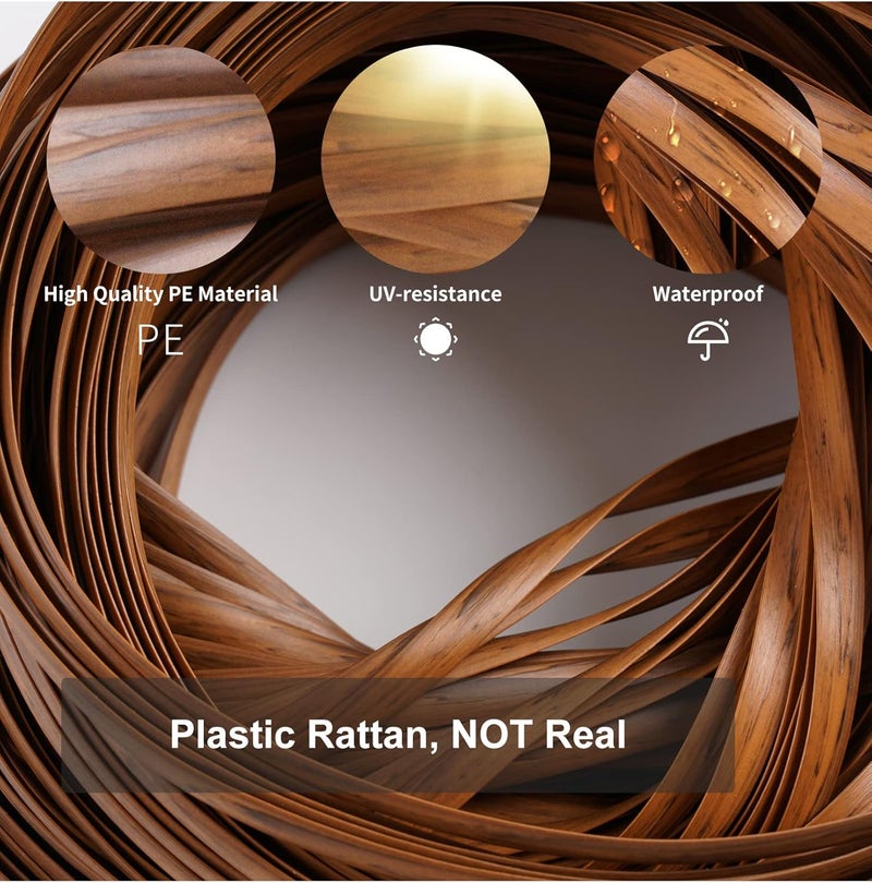 Feyart 32m/105ft 7.5mm Wood Grain Brown Wicker Repair Kit, PE Rattan Repair Kit for Wicker Chair Fixing, Patio Furniture Repair - Image 2