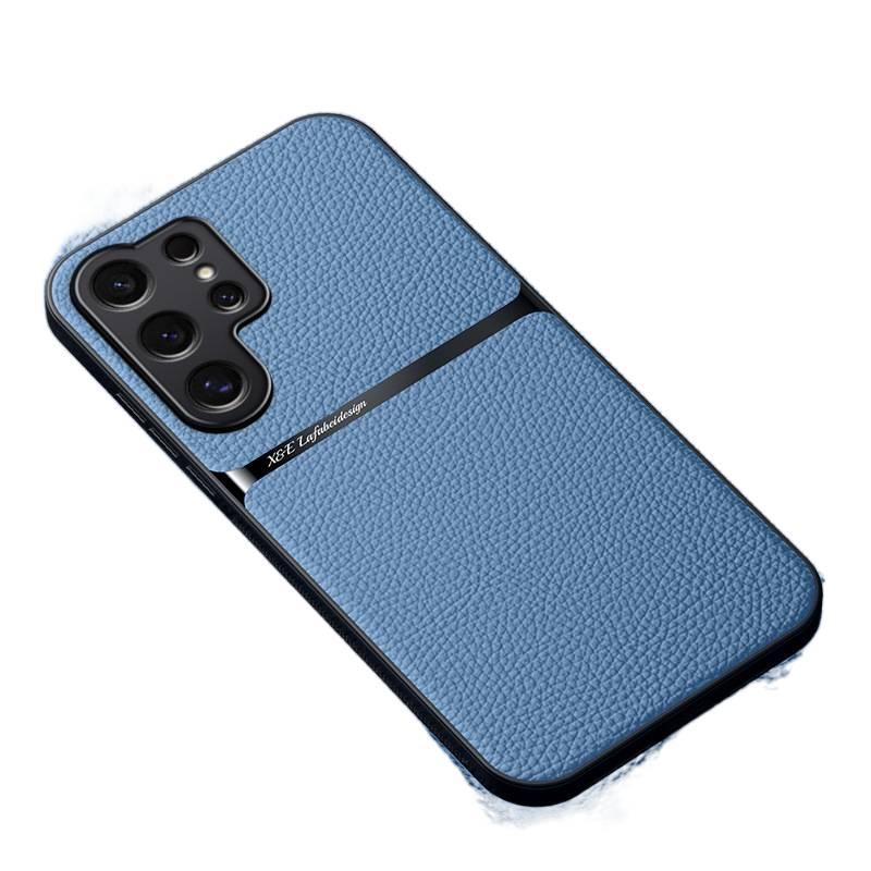 MagSafe Drop Protection Leather Texture Case for Samsung Galaxy A35 with Texture in Blue for Indoor Use - Image 1