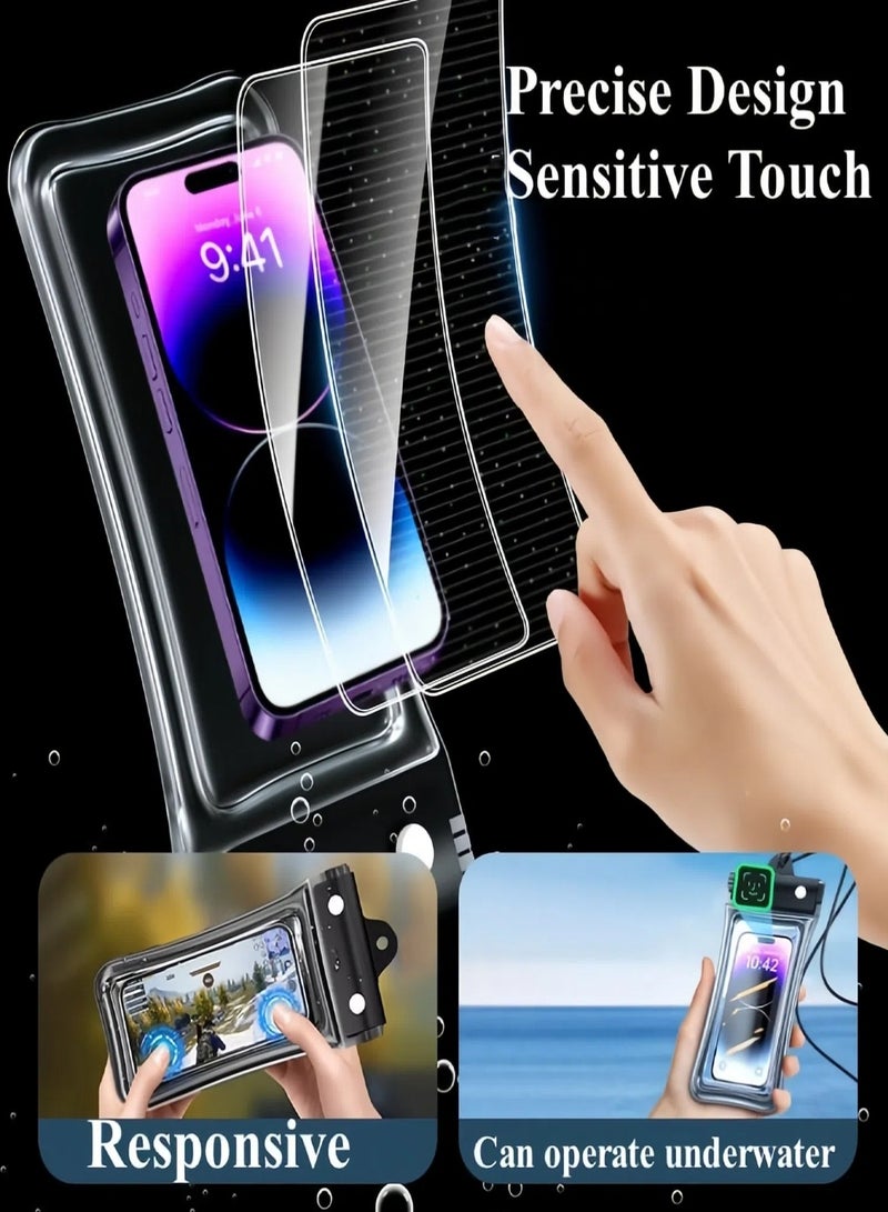 تشو داي جراب هاتف مقاوم للماء، جراب هاتف قابل للطفو ومقاوم للماء مع شاشة تعمل باللمس، جراب هاتف محمول عالمي مقاوم للماء IPX8، للتصوير تحت الماء، للسباحة، والتجديف، والغوص، لجميع الموديلات (أسود) - Image 3